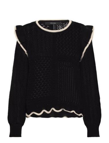 Vmmadelyn Ls O-Neck Short Pullover Tops Knitwear Jumpers Black Vero Mo...