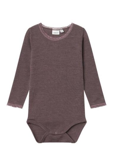 Nmfwang Wool Needle Ls Body Solid Bodies Long-sleeved Brown Name It