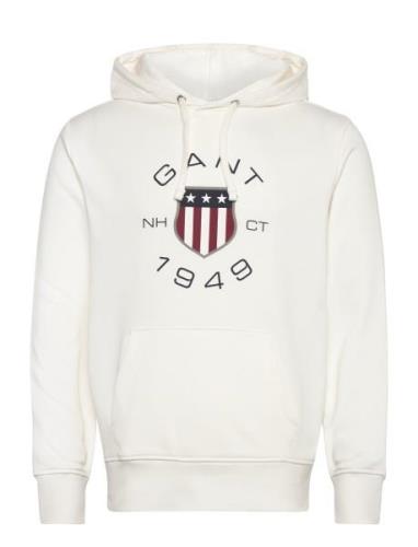 Print Sweat Hoodie Tops Sweatshirts & Hoodies Hoodies White GANT