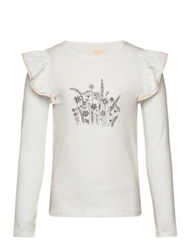 T-Shirt Ls Tops T-shirts Long-sleeved T-Skjorte White Creamie