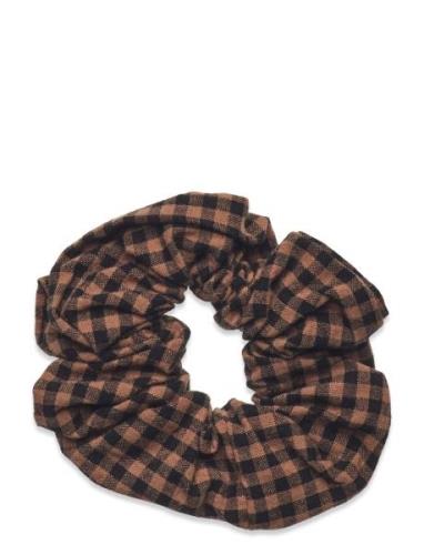 Gingham Scrunchie Accessories Hair Accessories Scrunchies Brown Becksö...