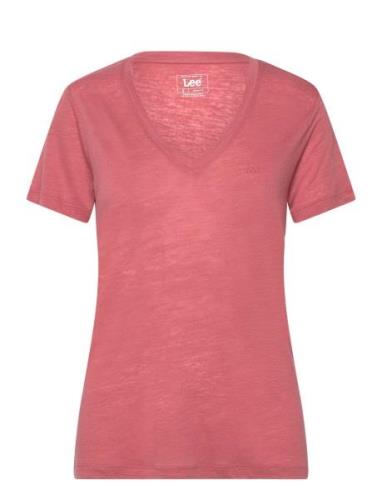 V Neck Tee Tops T-shirts & Tops Short-sleeved Pink Lee Jeans