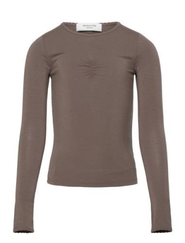 Viscose Long Sleeve Tee Tops T-shirts Long-sleeved T-Skjorte Brown Ros...