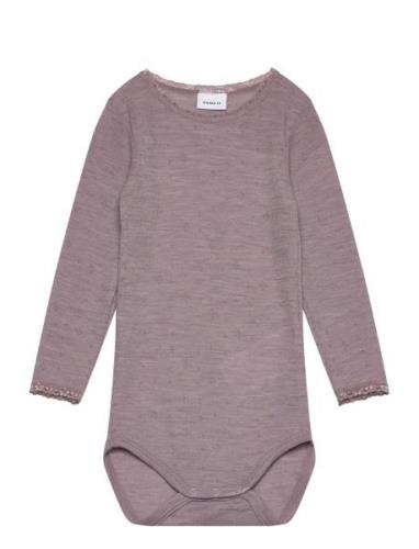 Nmfwang Wool Needle Ls Body Solid Bodies Long-sleeved Purple Name It