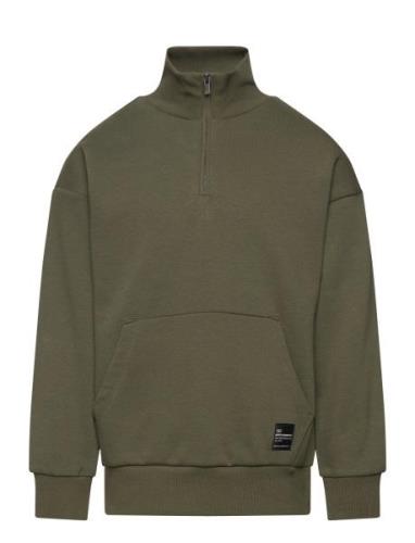 Sweater Halfzip Solid Tops Sweatshirts & Hoodies Sweatshirts Khaki Gre...