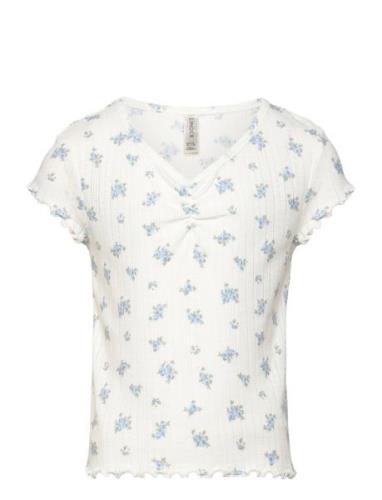 Top V Neck Pointelle Pyjamassæt White Lindex