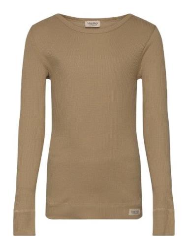 Plain Tee Ls Tops T-shirts Long-sleeved T-Skjorte Brown MarMar Copenha...