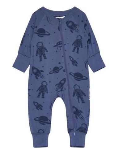 Bamboo Two Way Zip Pyjamas Blue Astronaut Pyjamas Sie Jumpsuit Blue Ge...