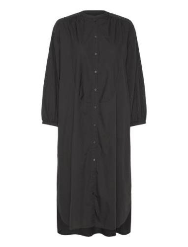 Lauren Shirtdress Poplin Knælang Kjole Black Moshi Moshi Mind