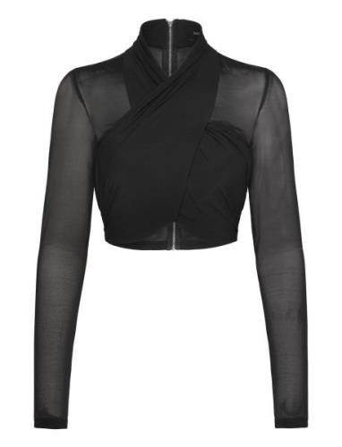 Aliyah Top Tops Blouses Long-sleeved Black Bardot