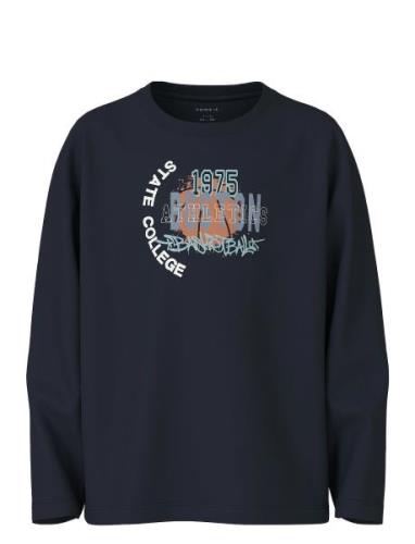 Nkmvictor Ls Rlx Top Tops T-shirts Long-sleeved T-Skjorte Navy Name It