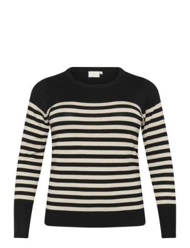 Kclizzy Striped Knit Pullover Tops Knitwear Jumpers Black Kaffe Curve