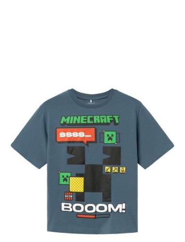 Nkmsanti Minecraft Ss Nreg Top Bfu Tops T-Kortærmet Skjorte Blue Name ...