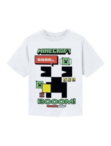 Nkmsanti Minecraft Ss Nreg Top Bfu Tops T-Kortærmet Skjorte White Name...