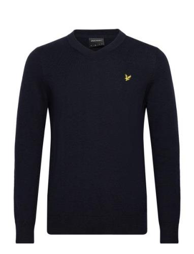 Cotton Merino V Neck Jumper Tops Knitwear V-necks Navy Lyle & Scott