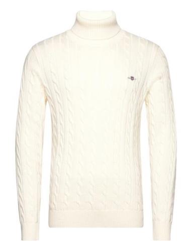 Cotton Cable Turtle Neck Tops Knitwear Turtlenecks Cream GANT