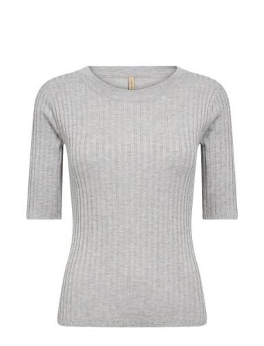 Sc-Fetima Tops T-shirts & Tops Short-sleeved Grey Soyaconcept