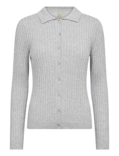 Sc-Fetima Tops Knitwear Cardigans Grey Soyaconcept