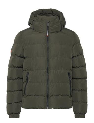 Hooded Sports Puffer Jacket Foret Jakke Khaki Green Superdry