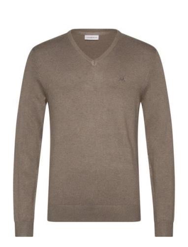 Eco Vero V-Neck Jumper Tops Knitwear V-necks Brown Lindbergh