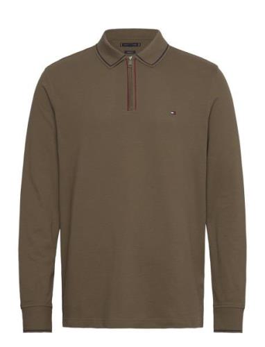 Ls Zip Rwb Detail Reg Polo Tops Knitwear Half Zip Jumpers Khaki Green ...