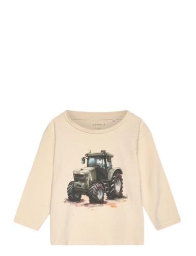 Nmmnisa Nreg Ls Top Box Tops T-shirts Long-sleeved T-Skjorte Cream Nam...