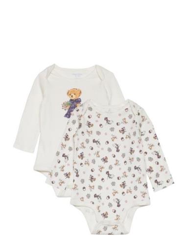 Polo Bear Cotton Bodysuit 2-Pack Bodies Long-sleeved White Ralph Laure...