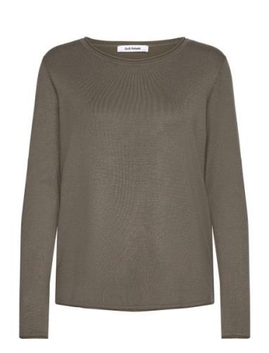 Srmarla O-Neck Roll Edge Knit Tops Knitwear Jumpers Khaki Green Soft R...