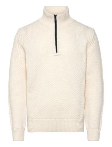 Kurano Tops Knitwear Half Zip Jumpers Cream BOSS