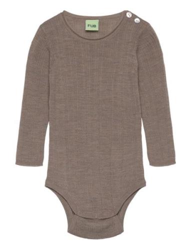 Baby Rib Body Bodies Long-sleeved Brown FUB