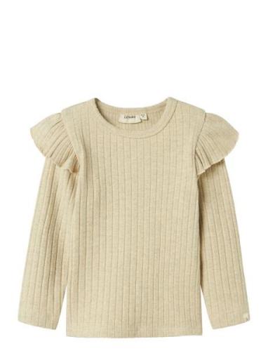 Nmfniva Kio Ls Slim Top Lil Tops T-shirts Long-sleeved T-Skjorte Beige...