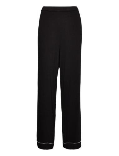 Pyjama Trousers Viscose Piping Pyjamasbukser Hyggebukser Black Lindex