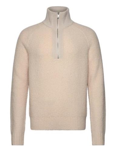 C-Ebrezzo Tops Knitwear Half Zip Jumpers Cream BOSS