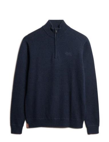 Essential Emb Knit Half Zip Tops Knitwear Half Zip Jumpers Navy Superd...