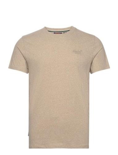 Vintage Logo Emb Tee Tops T-Kortærmet Skjorte Beige Superdry