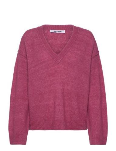 Srallison V-Neck Knit Tops Knitwear Jumpers Pink Soft Rebels