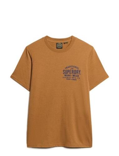 Machined Goods Workwear Tee Tops T-Kortærmet Skjorte Brown Superdry