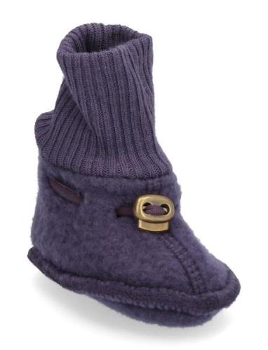 Wool Footies Shoes Baby Booties Purple Mikk-line