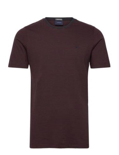 Stripe Tee Tops T-Kortærmet Skjorte Burgundy Lindbergh