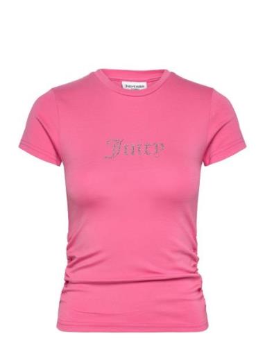 Dot Ruched Tee Tops T-shirts & Tops Short-sleeved Pink Juicy Couture