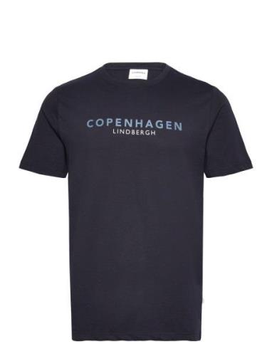 Copenhagen Print Tee S/S Tops T-Kortærmet Skjorte Navy Lindbergh