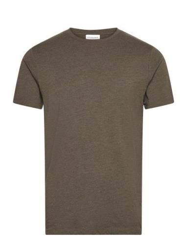 Basic Tee S/S In Melange Tops T-Kortærmet Skjorte Khaki Green Lindberg...