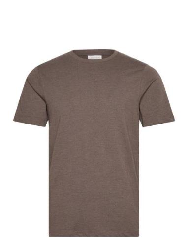 Basic Tee S/S In Melange Tops T-Kortærmet Skjorte Brown Lindbergh