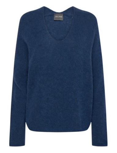 Mmthora V-Neck Knit Tops Knitwear Jumpers Blue MOS MOSH