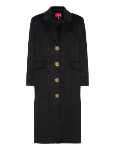 Rebeccacras Coat Uldfrakke Frakke Black Cras