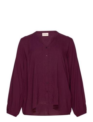 Wa-Sia Tops Blouses Long-sleeved Burgundy Wasabiconcept