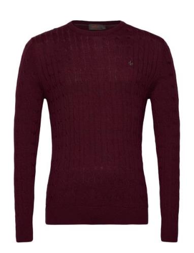 Merino Cable Ck Tops Sweatshirts & Hoodies Sweatshirts Burgundy Morris