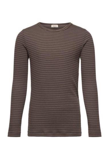 Tani Tops T-shirts Long-sleeved T-Skjorte Brown MarMar Copenhagen