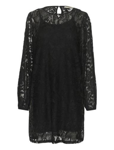 Crkanni Lace Dress Knælang Kjole Black Cream