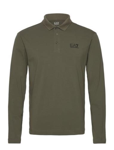 Polo Shirt Tops Polos Long-sleeved Khaki Green EA7